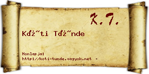 Kóti Tünde névjegykártya